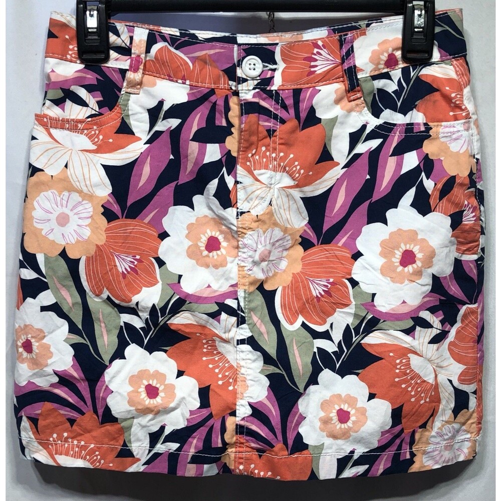 St. John's Bay skirt Skorts 2 orange purple floral colorful tropical pockets